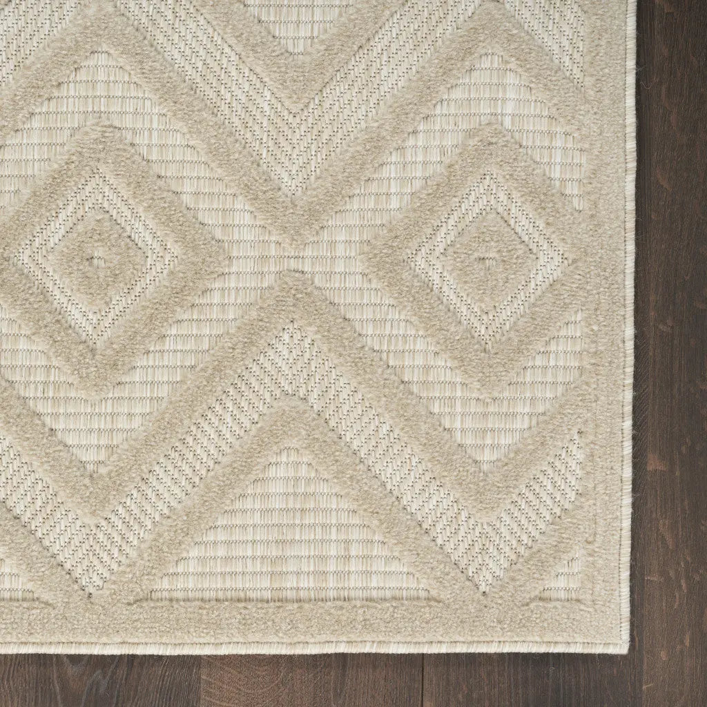 9' X 12' Cream And Beige Geometric Indoor Outdoor Area Rug Homeroots Outdoor