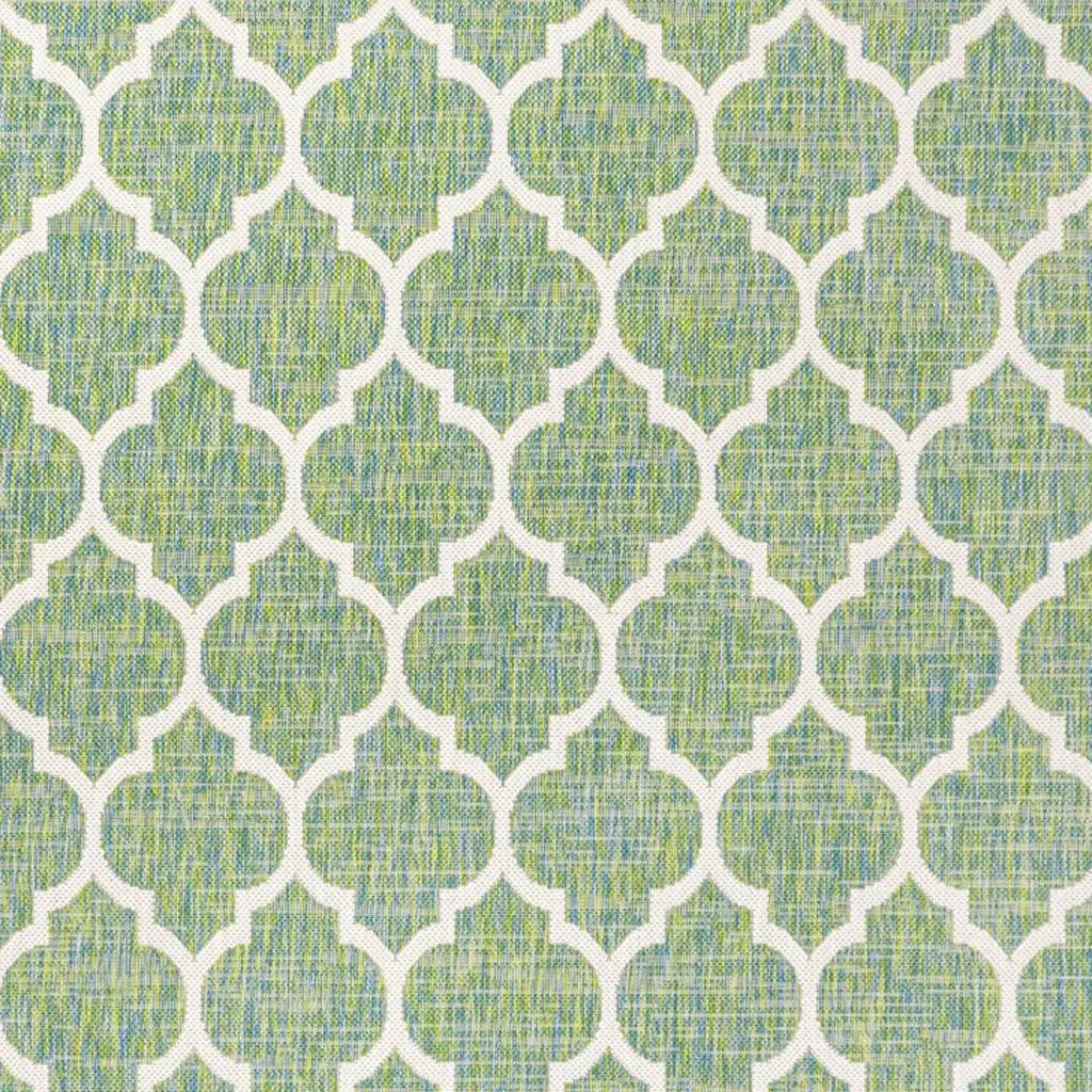 9' X 12' Cream And Green Geometric Indoor Outdoor Area Rug Homeroots Outdoor