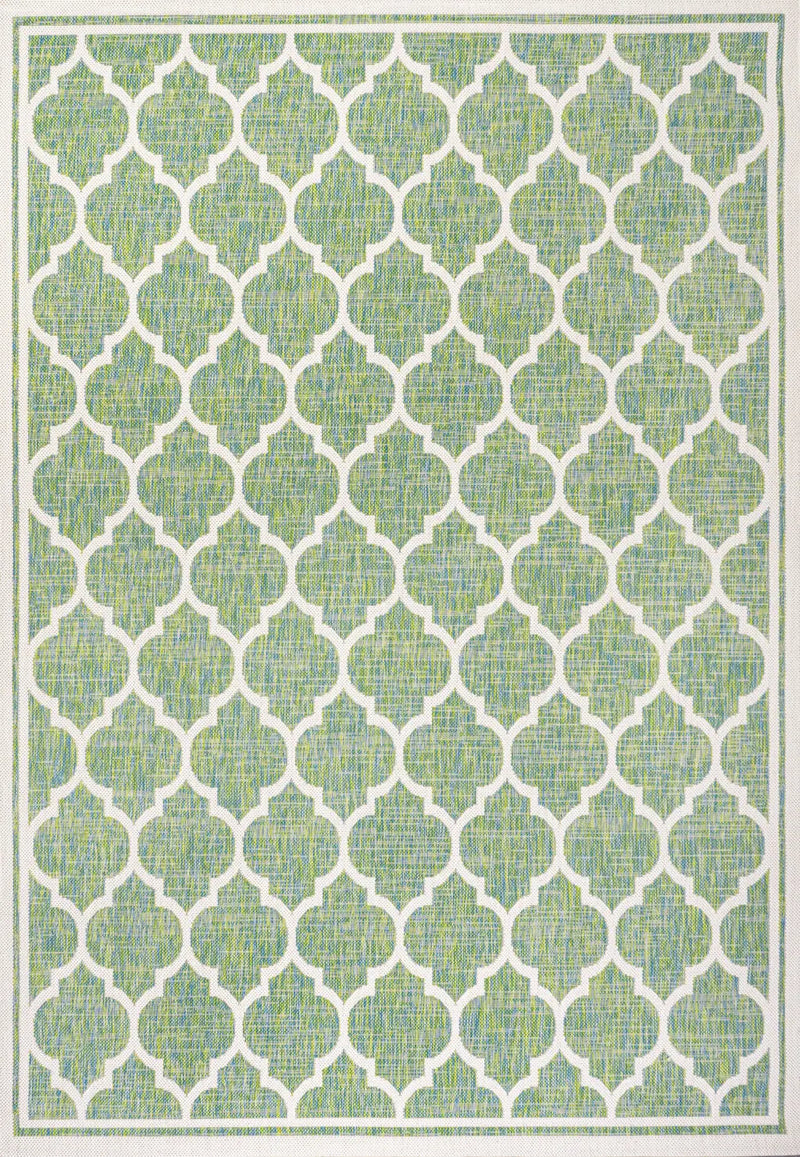 9' X 12' Cream And Green Geometric Indoor Outdoor Area Rug Homeroots Outdoor