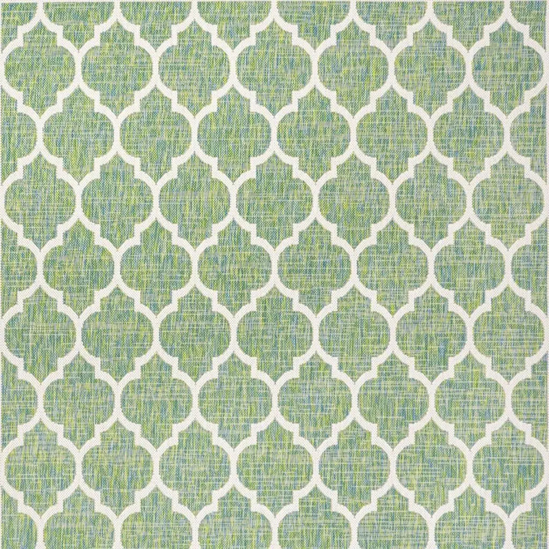 9' X 12' Cream And Green Geometric Indoor Outdoor Area Rug Homeroots Outdoor