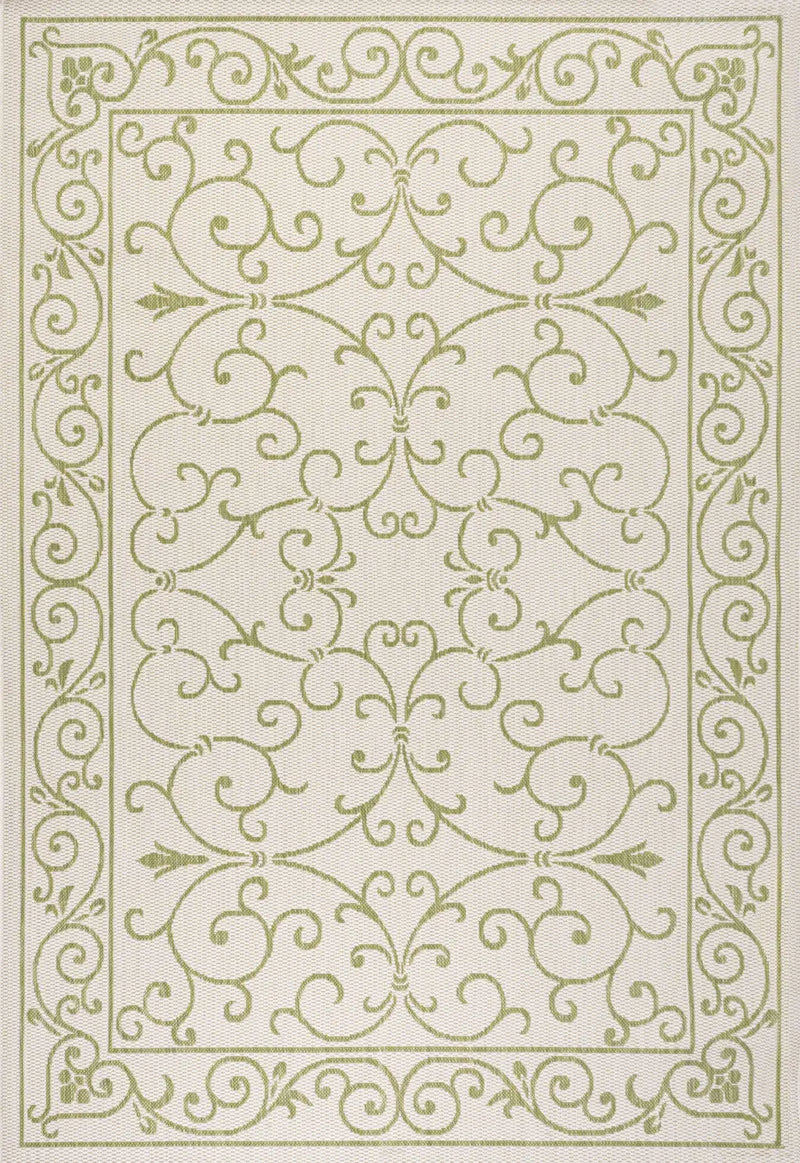 9' X 12' Cream And Green Medallion Indoor Outdoor Area Rug Homeroots Outdoor