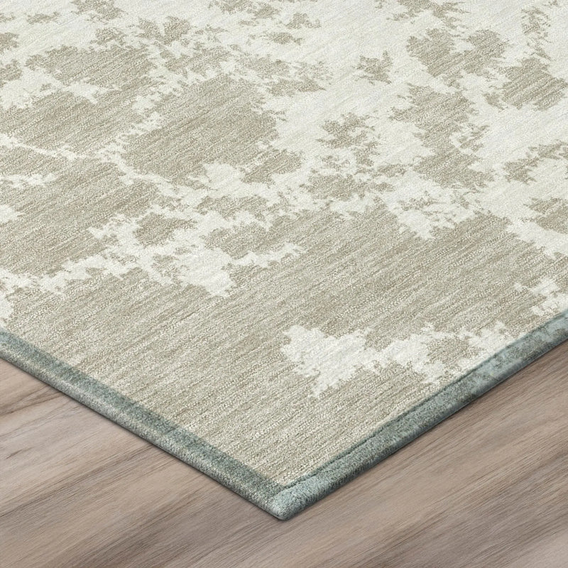 9' X 12' Cream And Ivory Abstract Washable Indoor Outdoor Area Rug Homeroots Outdoor