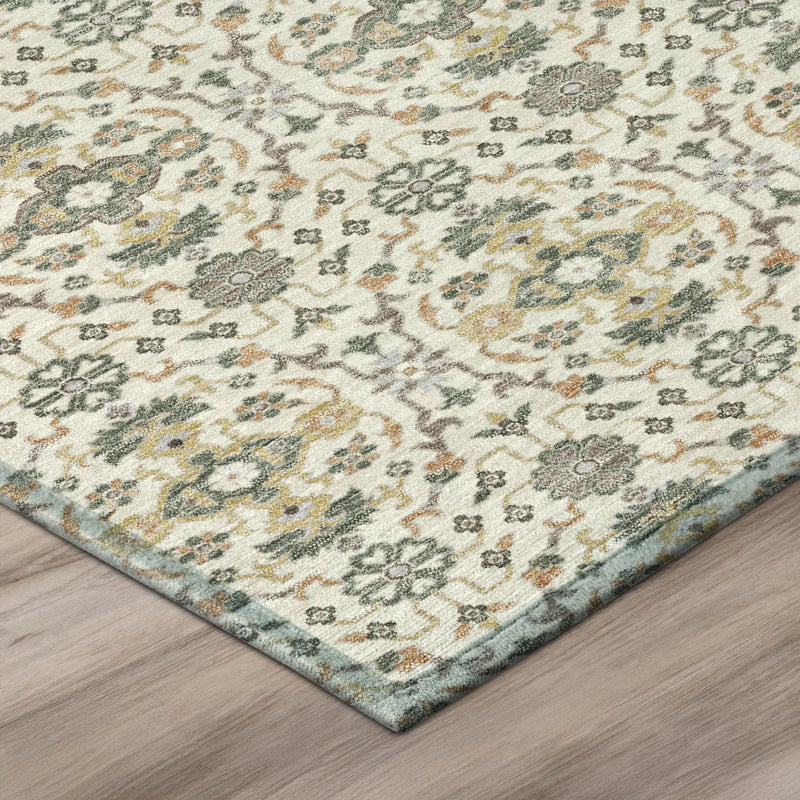 9' X 12' Cream And Ivory Oriental Washable Indoor Outdoor Area Rug Homeroots Outdoor