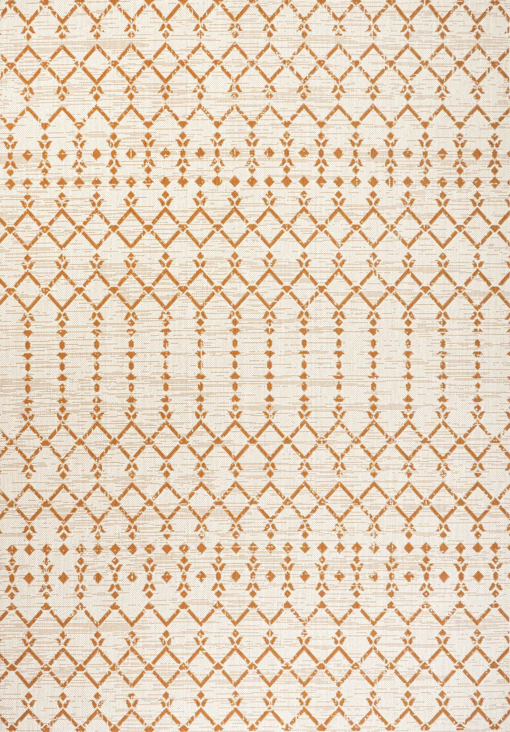 9' X 12' Cream And Orange Trellis Indoor Outdoor Area Rug Homeroots Outdoor
