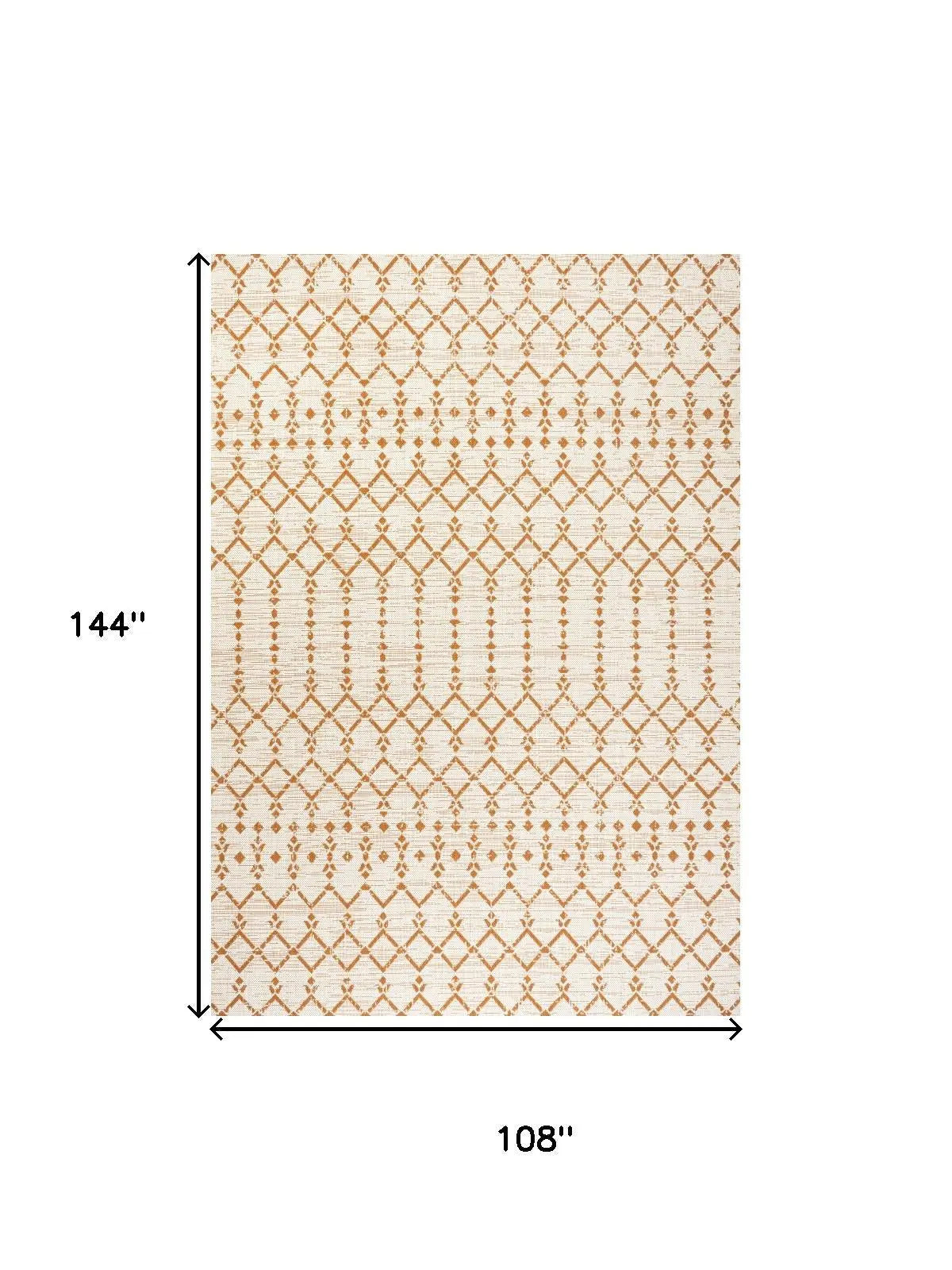 9' X 12' Cream And Orange Trellis Indoor Outdoor Area Rug Homeroots Outdoor