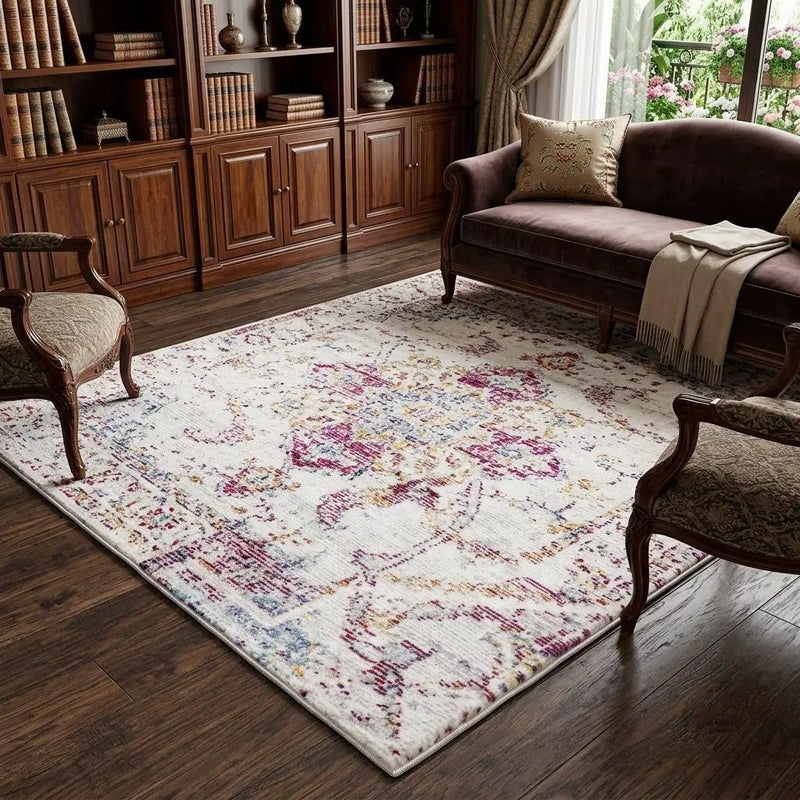 9' X 12' Cream Blue Rust And Gold Oriental Area Rug Homeroots Home Decor