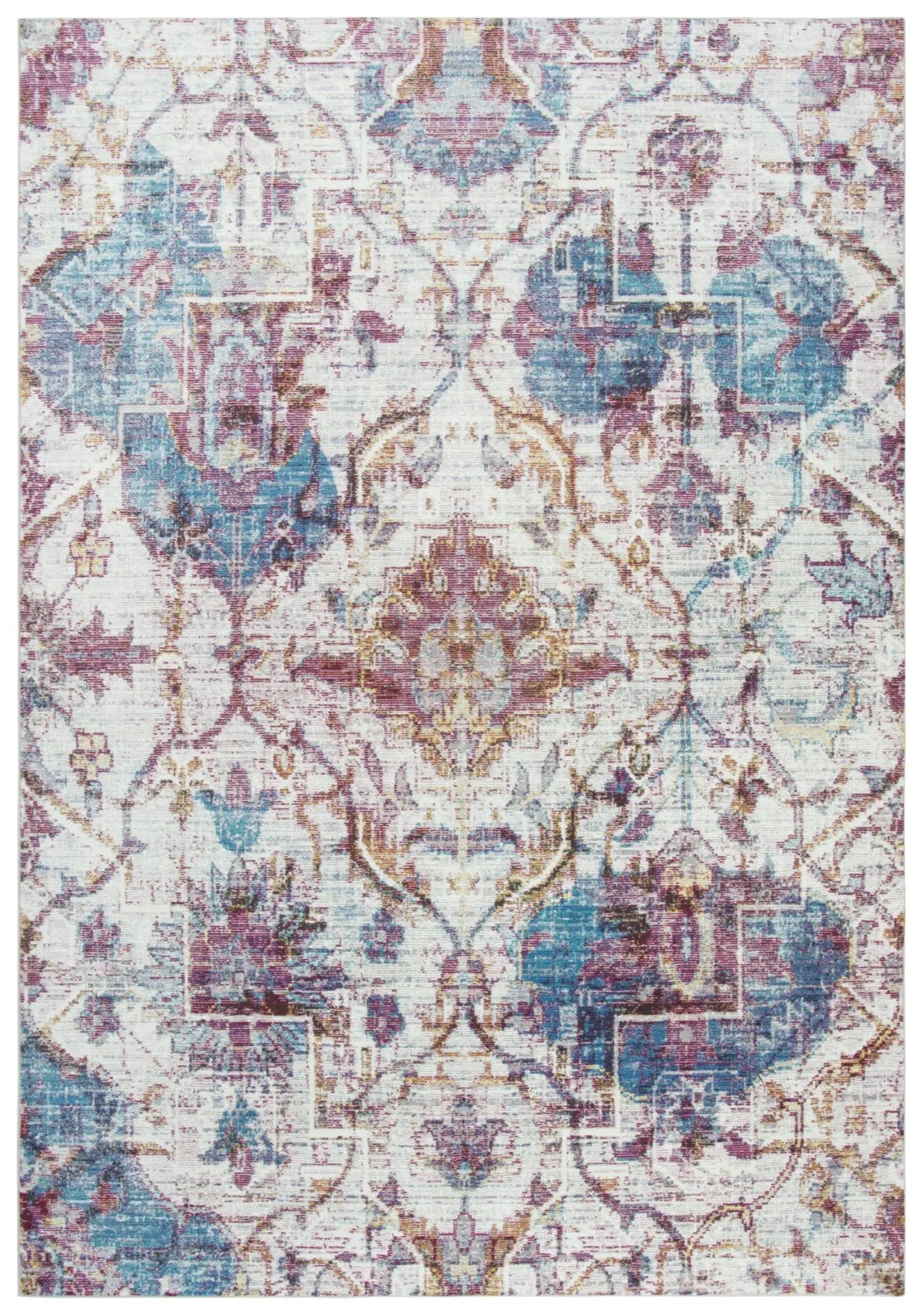 9' X 12' Cream Blue Rust And Gold Oriental Area Rug Homeroots Home Decor