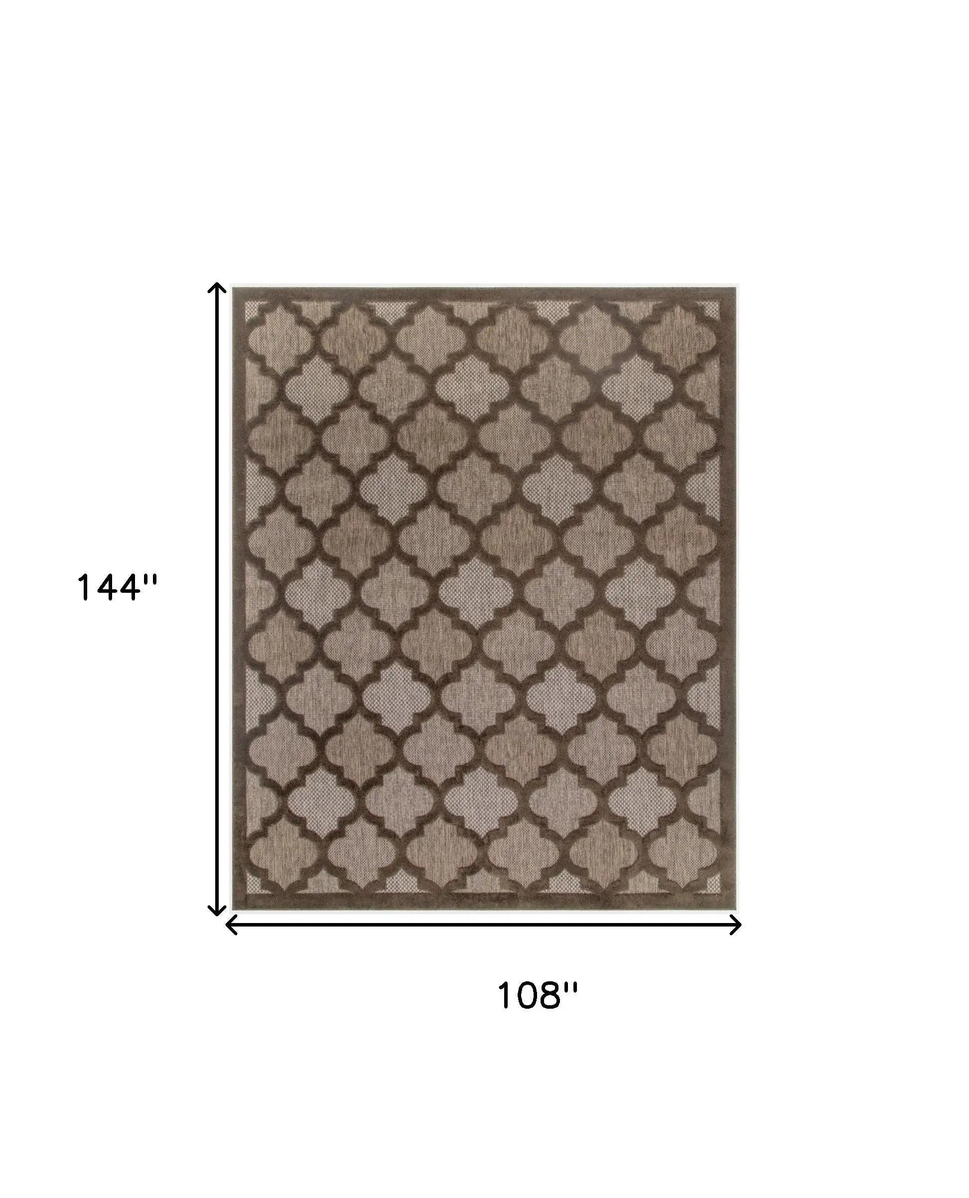9' X 12' Dark Brown And Light Brown Trellis Indoor Outdoor Area Rug Homeroots Outdoor