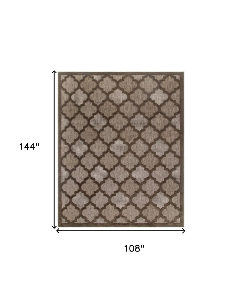 9' X 12' Dark Brown And Light Brown Trellis Indoor Outdoor Area Rug Homeroots Outdoor