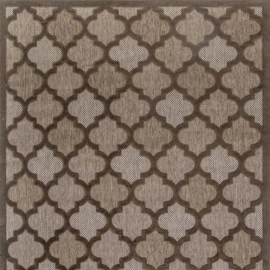 9' X 12' Dark Brown And Light Brown Trellis Indoor Outdoor Area Rug Homeroots Outdoor