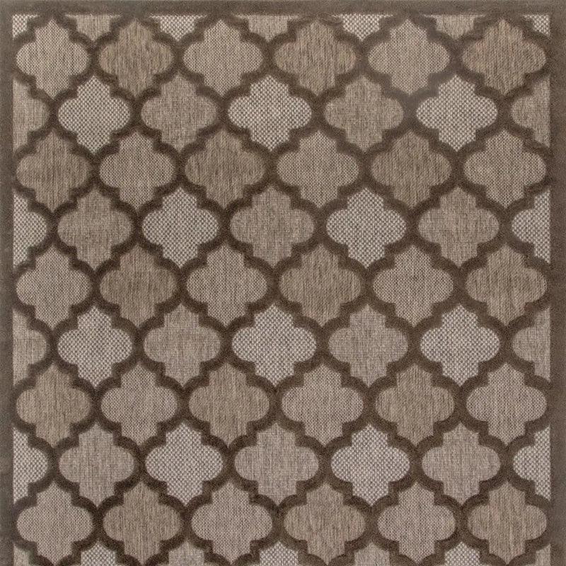 9' X 12' Dark Brown And Light Brown Trellis Indoor Outdoor Area Rug Homeroots Outdoor