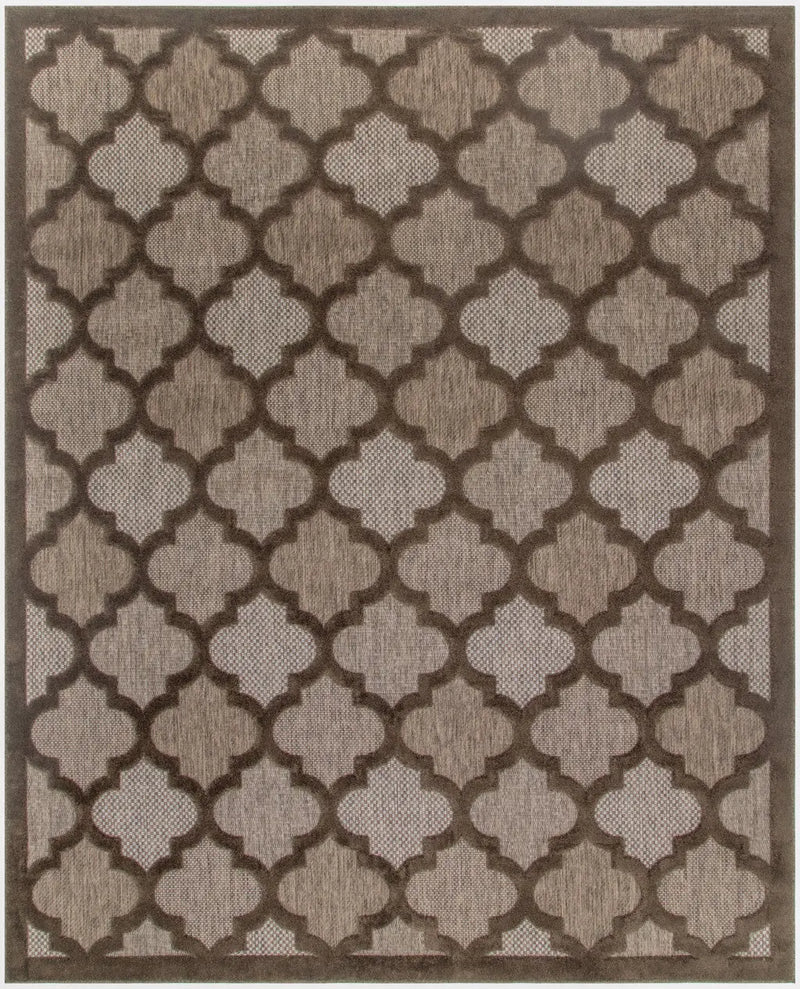 9' X 12' Dark Brown And Light Brown Trellis Indoor Outdoor Area Rug Homeroots Outdoor