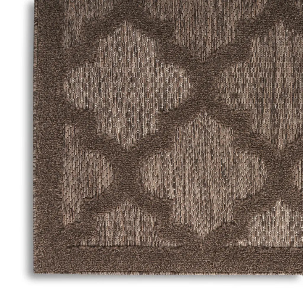 9' X 12' Dark Brown And Light Brown Trellis Indoor Outdoor Area Rug Homeroots Outdoor