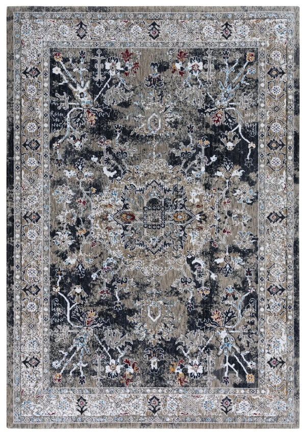 9' X 12' Dark Gray Blue Red Orange And Ivory Medallion Hand Carved Handmade Area Rug Homeroots Home Decor