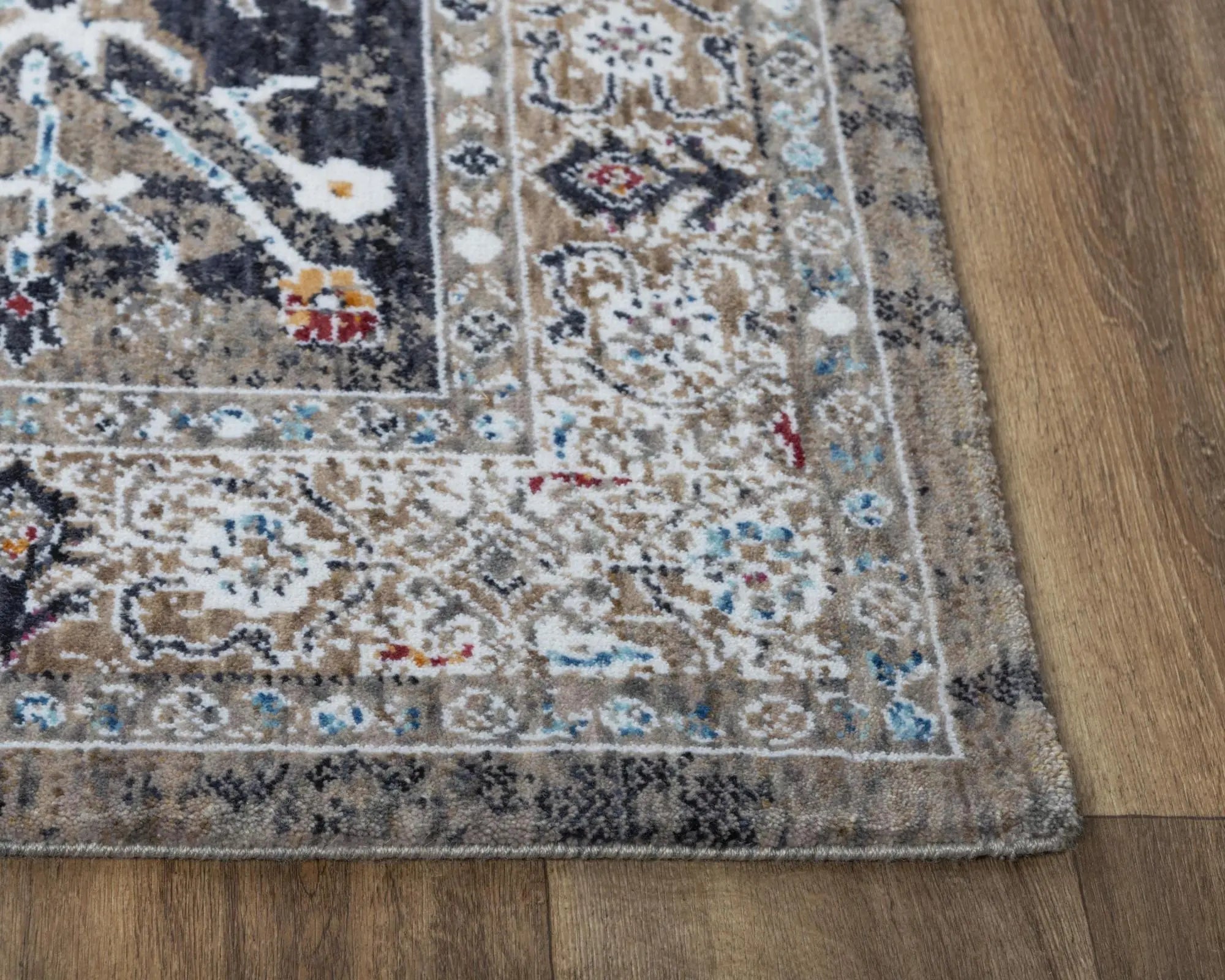 9' X 12' Dark Gray Blue Red Orange And Ivory Medallion Hand Carved Handmade Area Rug Homeroots Home Decor