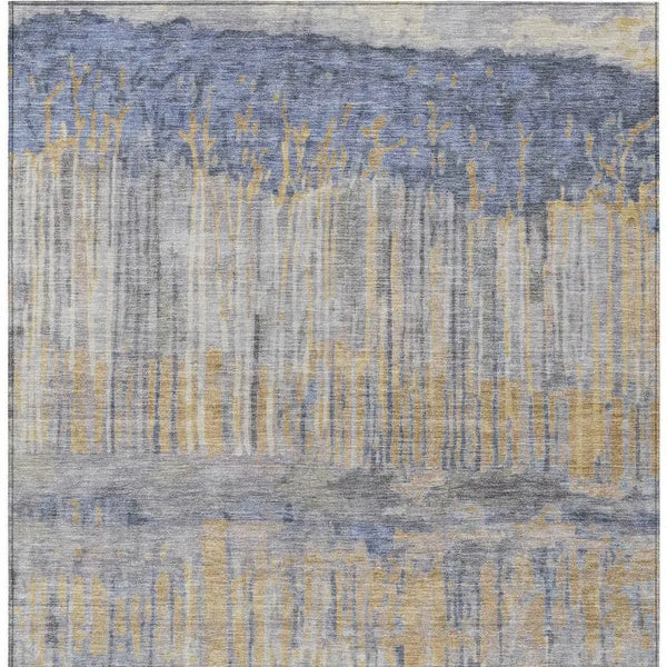 9' X 12' Denim Blue And Blue Abstract Washable Indoor Outdoor Area Rug Homeroots Outdoor