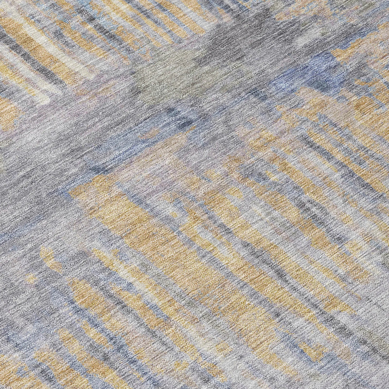 9' X 12' Denim Blue And Blue Abstract Washable Indoor Outdoor Area Rug Homeroots Outdoor