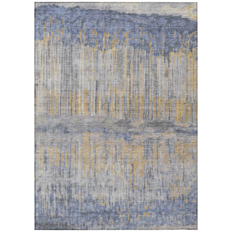 9' X 12' Denim Blue And Blue Abstract Washable Indoor Outdoor Area Rug Homeroots Outdoor