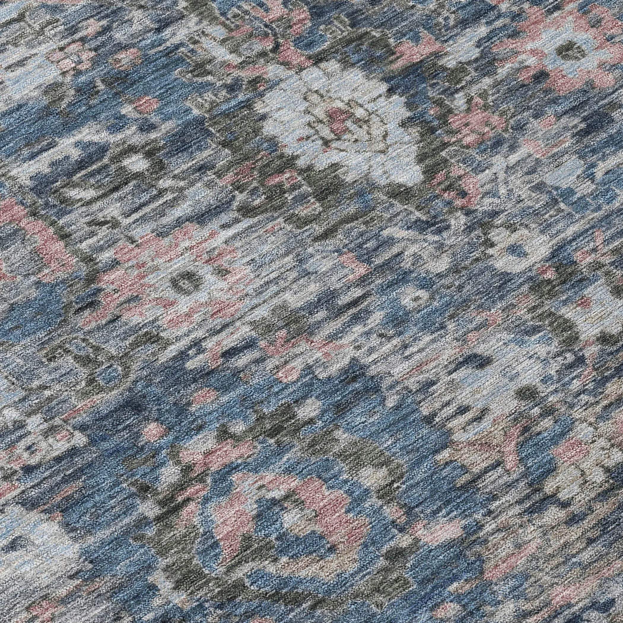 9' X 12' Denim Blue And Blue Floral Washable Indoor Outdoor Area Rug Homeroots Outdoor