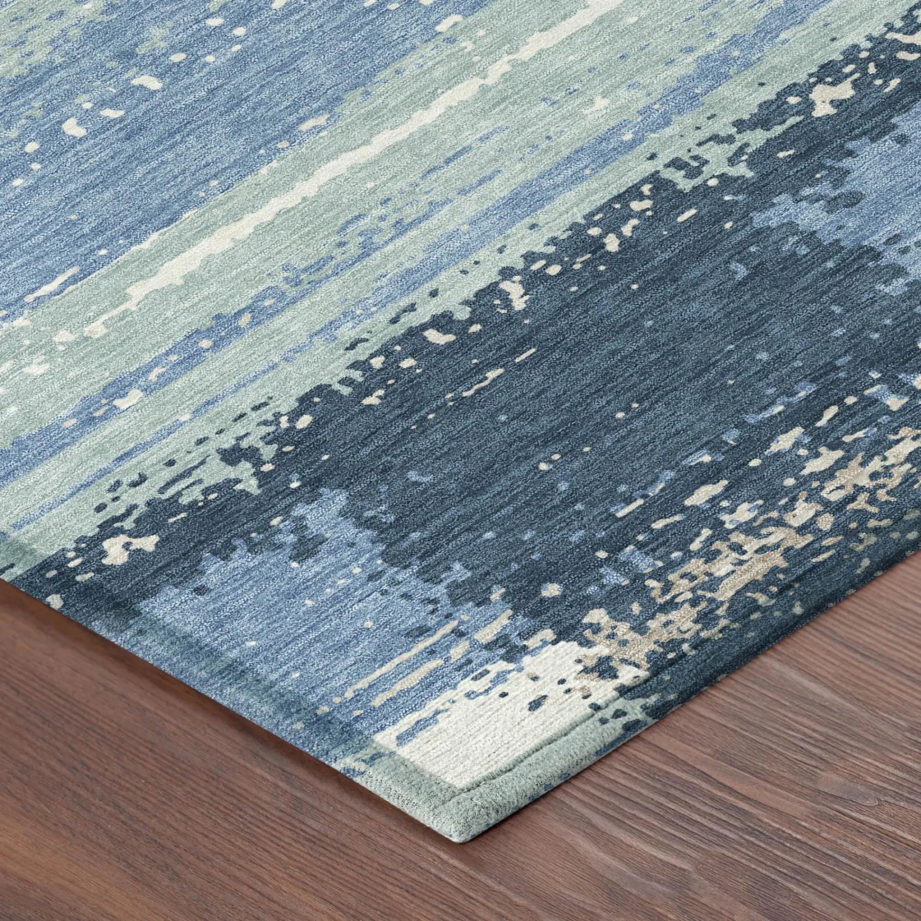 9' X 12' Denim Blue And Blue Geometric Washable Indoor Outdoor Area Rug Homeroots Outdoor