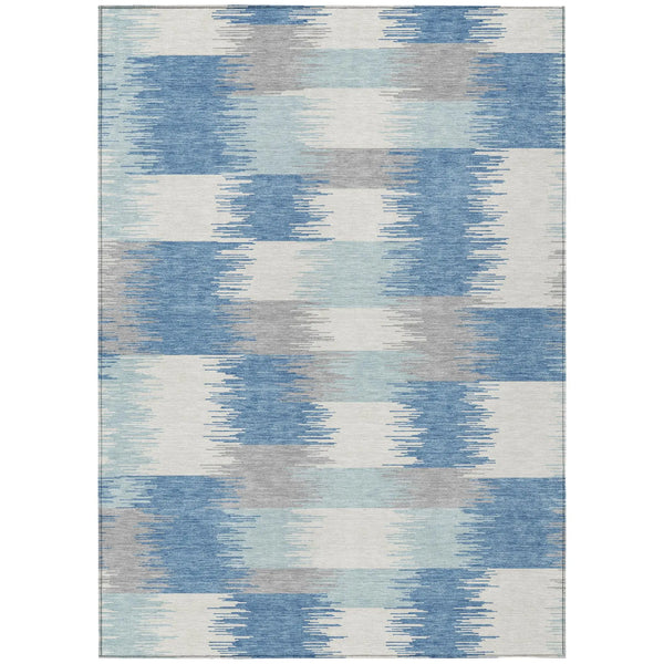 9' X 12' Denim Blue And Blue Geometric Washable Indoor Outdoor Area Rug Homeroots Outdoor