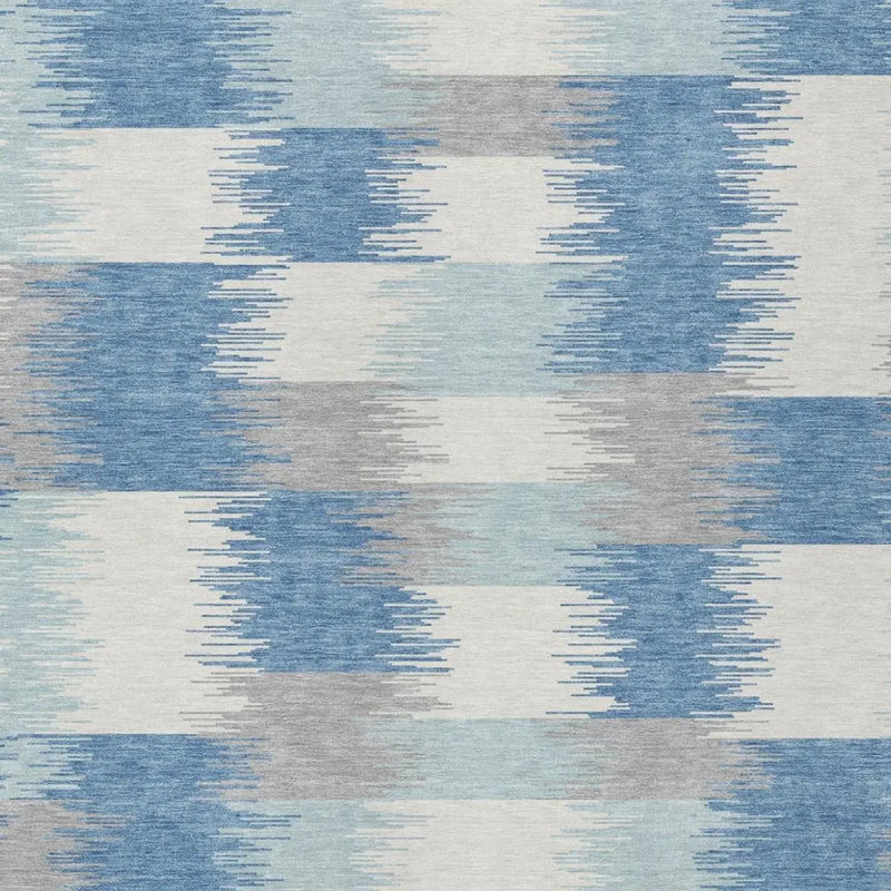 9' X 12' Denim Blue And Blue Geometric Washable Indoor Outdoor Area Rug Homeroots Outdoor