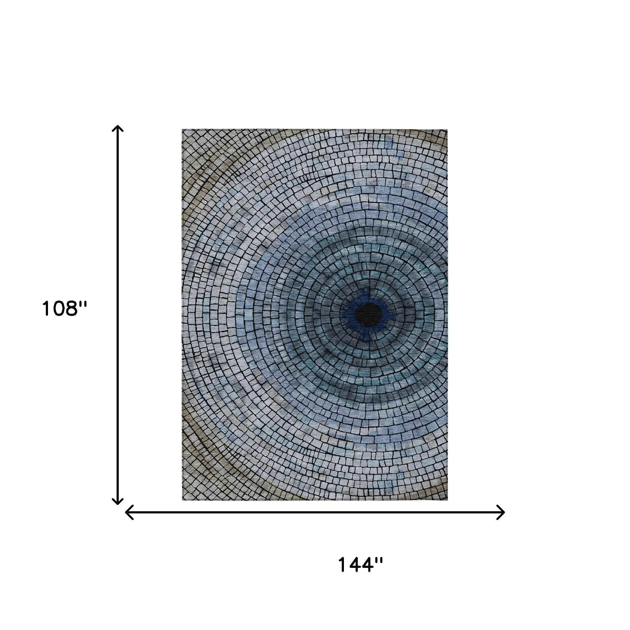 9' X 12' Denim Blue And Blue Geometric Washable Indoor Outdoor Area Rug Homeroots Outdoor