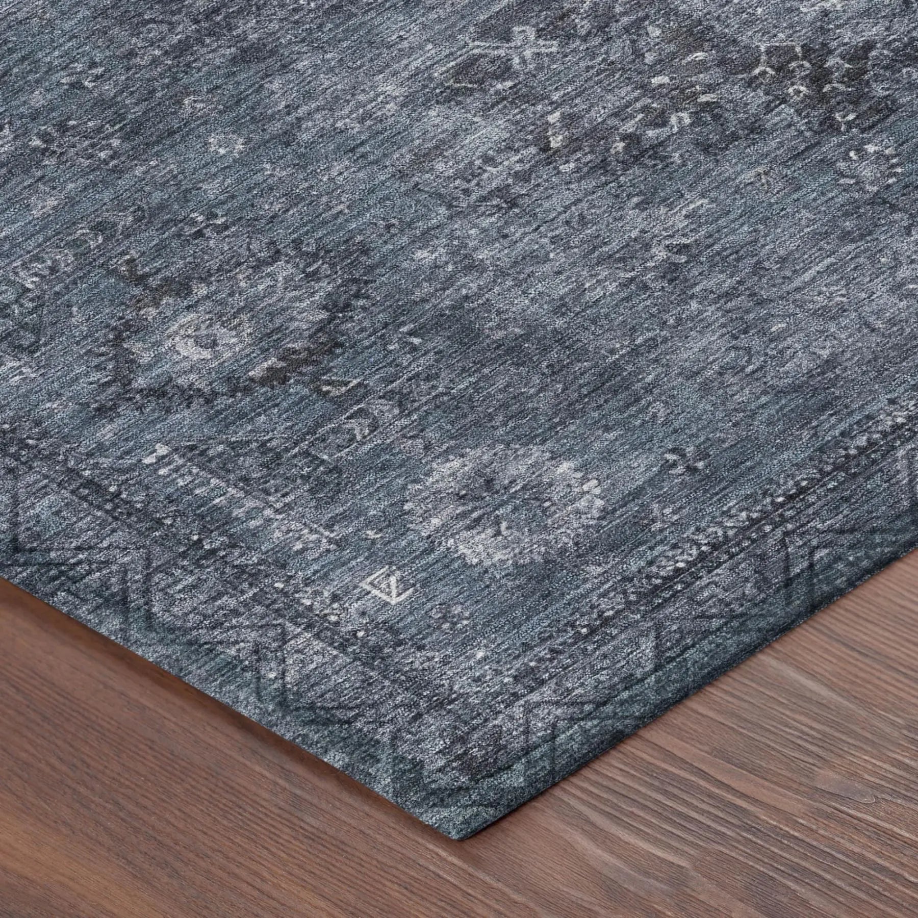 9' X 12' Denim Blue And Blue Oriental Washable Indoor Outdoor Area Rug Homeroots Outdoor