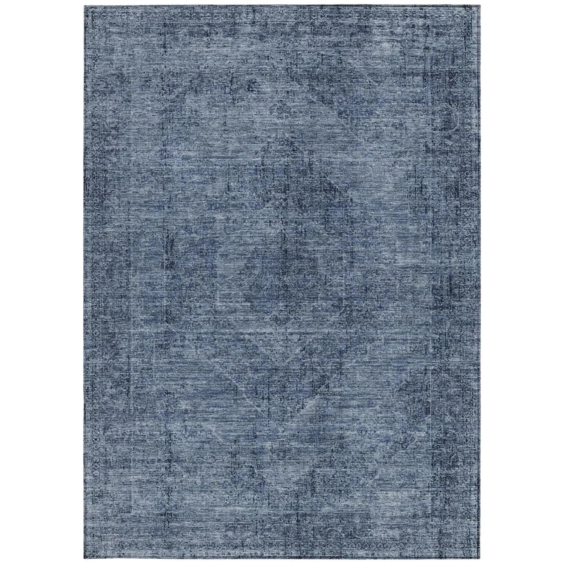 9' X 12' Denim Blue And Blue Oriental Washable Indoor Outdoor Area Rug Homeroots Outdoor