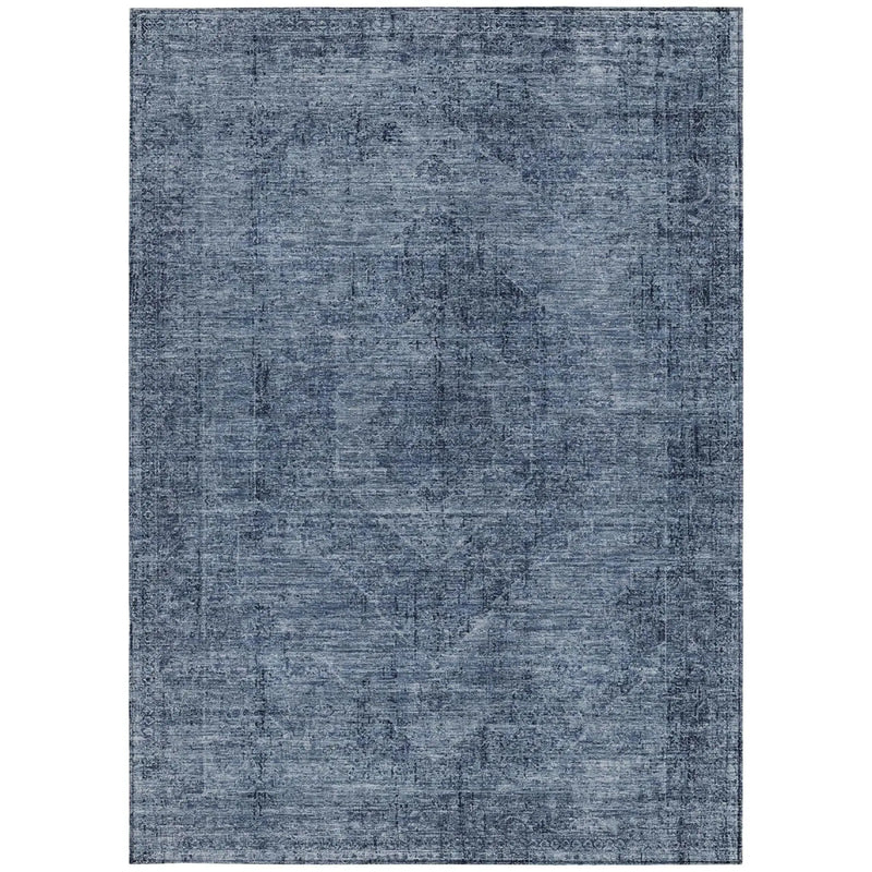 9' X 12' Denim Blue And Blue Oriental Washable Indoor Outdoor Area Rug Homeroots Outdoor