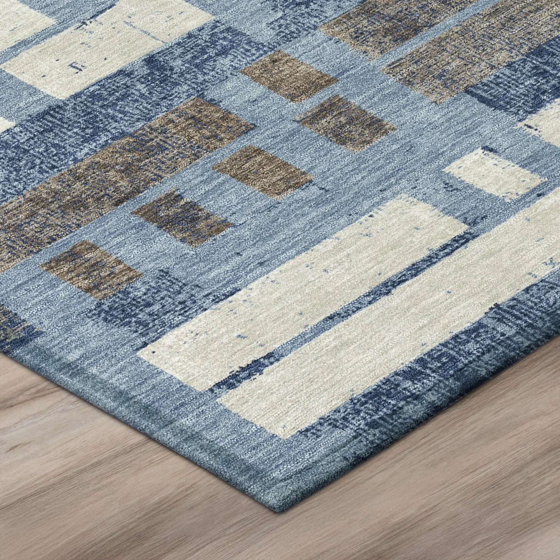 9' X 12' Denim Blue And Blue Striped Washable Indoor Outdoor Area Rug Homeroots Outdoor