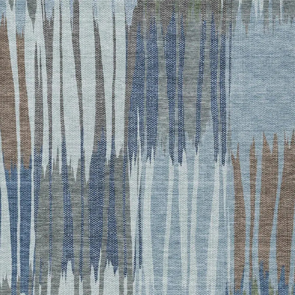 9' X 12' Denim Blue And Blue Striped Washable Indoor Outdoor Area Rug Homeroots Outdoor