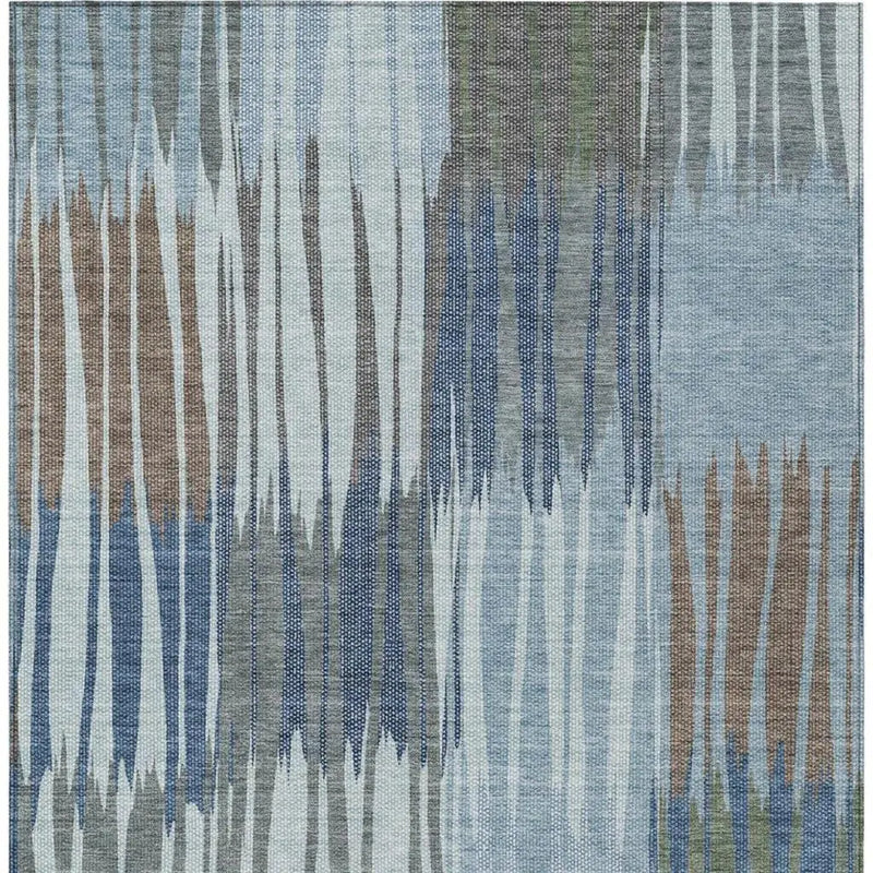 9' X 12' Denim Blue And Blue Striped Washable Indoor Outdoor Area Rug Homeroots Outdoor