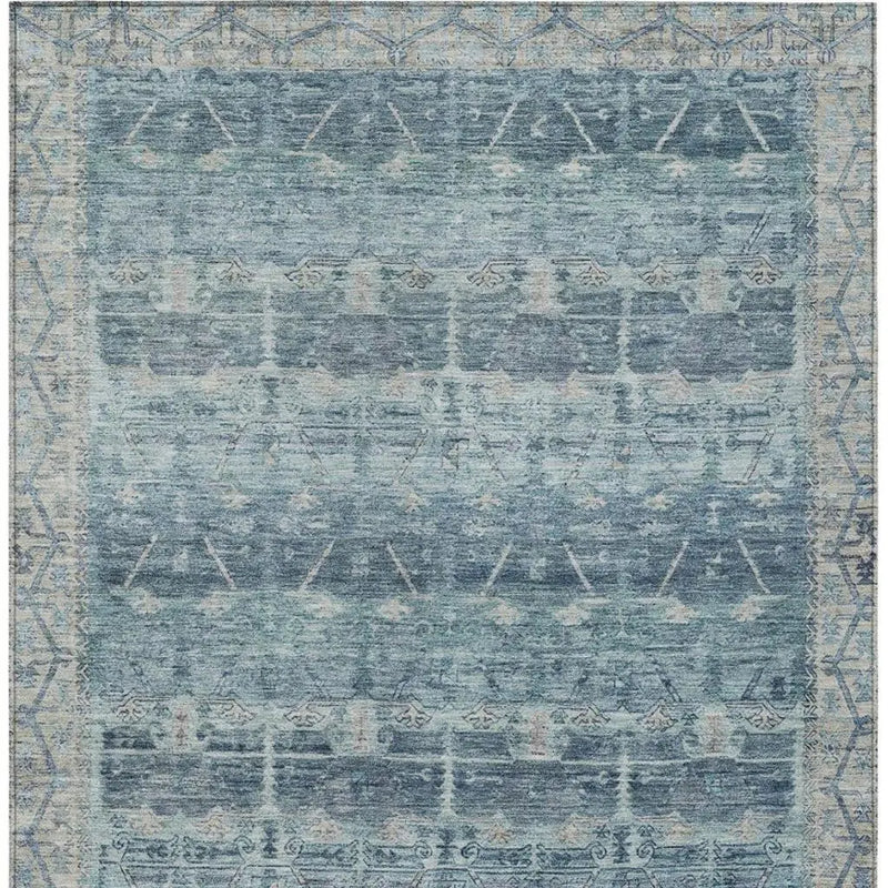 9' X 12' Denim Blue And Blue Tribal Washable Indoor Outdoor Area Rug Homeroots Outdoor