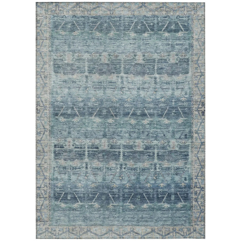 9' X 12' Denim Blue And Blue Tribal Washable Indoor Outdoor Area Rug Homeroots Outdoor