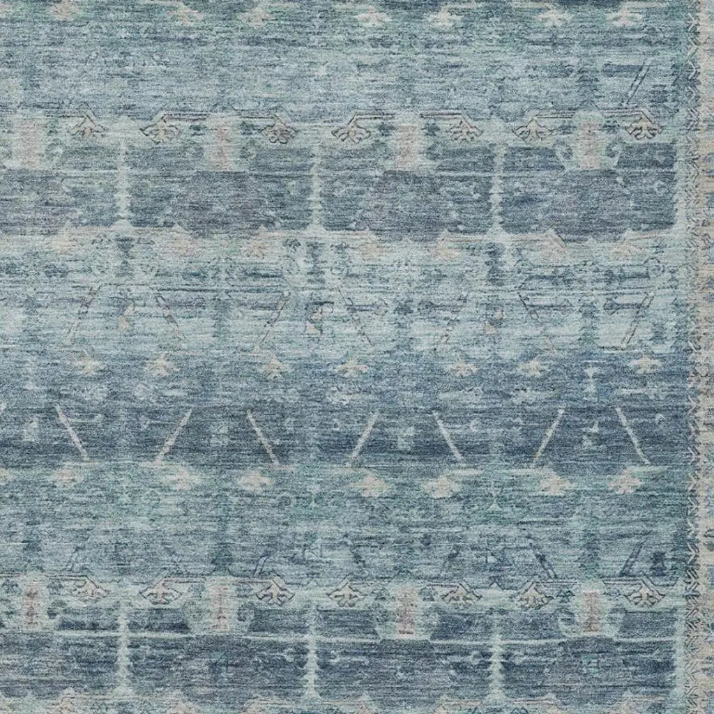 9' X 12' Denim Blue And Blue Tribal Washable Indoor Outdoor Area Rug Homeroots Outdoor