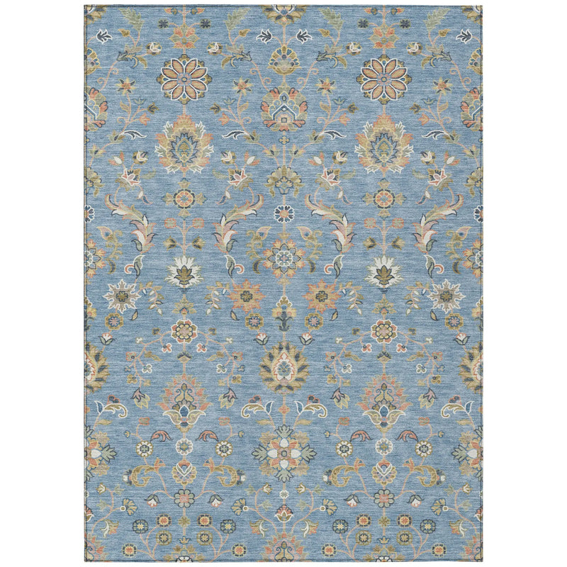 9' X 12' Denim Blue And Copper Abstract Washable Indoor Outdoor Area Rug Homeroots Outdoor