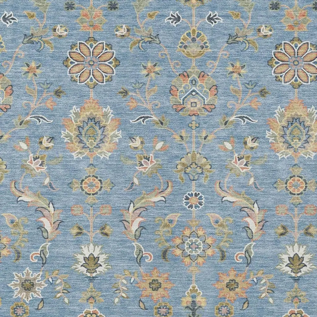 9' X 12' Denim Blue And Copper Abstract Washable Indoor Outdoor Area Rug Homeroots Outdoor