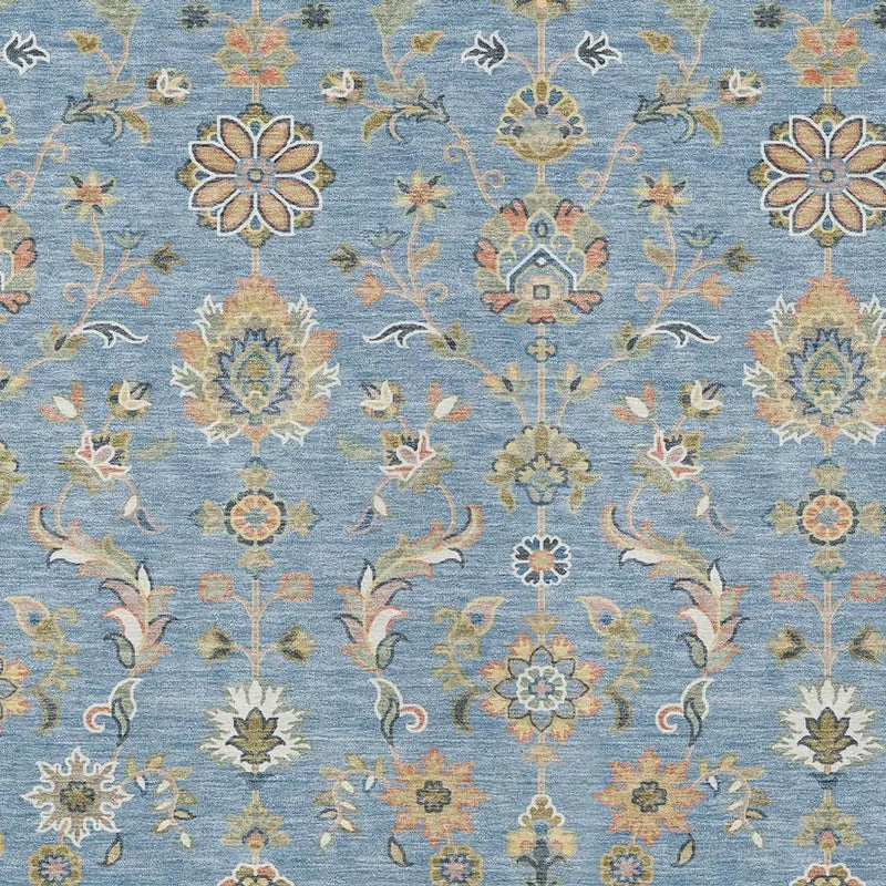 9' X 12' Denim Blue And Copper Abstract Washable Indoor Outdoor Area Rug Homeroots Outdoor