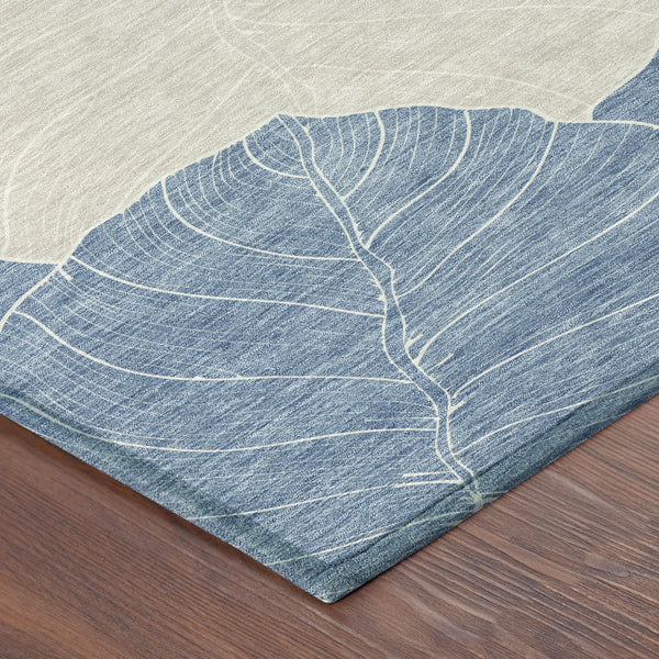 9' X 12' Denim Blue And Ivory Floral Washable Indoor Outdoor Area Rug Homeroots Outdoor