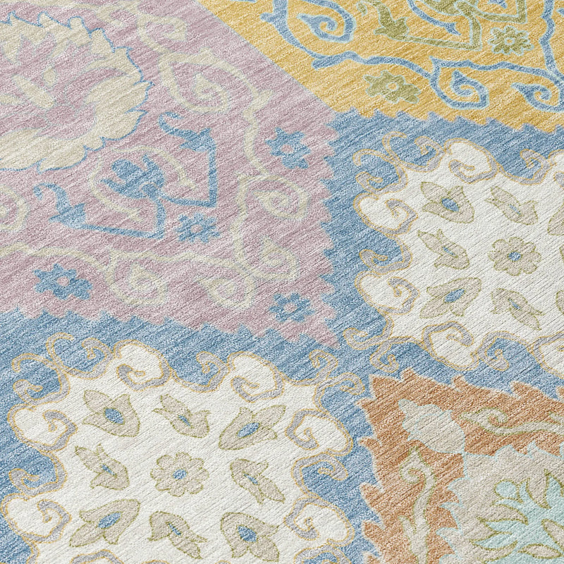 9' X 12' Denim Blue And Ivory Geometric Washable Indoor Outdoor Area Rug Homeroots Outdoor