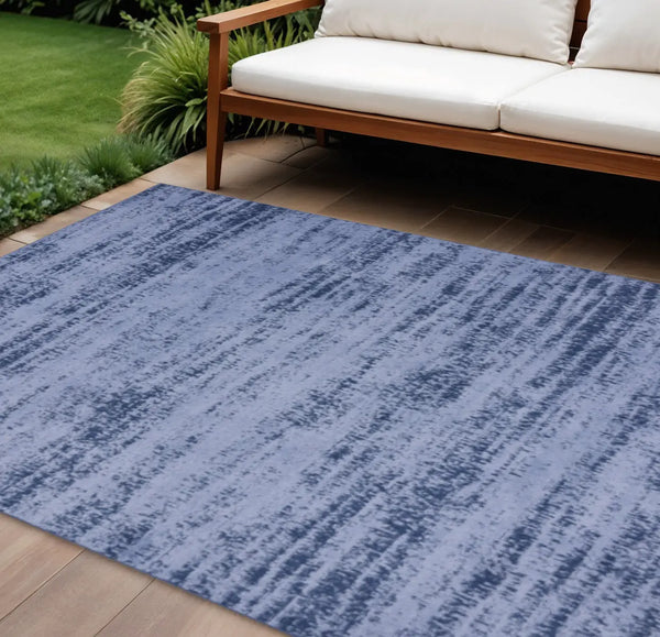 9' X 12' Denim Blue And Navy Blue Abstract Indoor Outdoor Area Rug Homeroots Outdoor