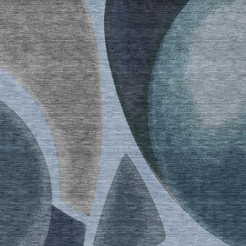 9' X 12' Denim Blue And Navy Blue Abstract Washable Indoor Outdoor Area Rug Homeroots Outdoor