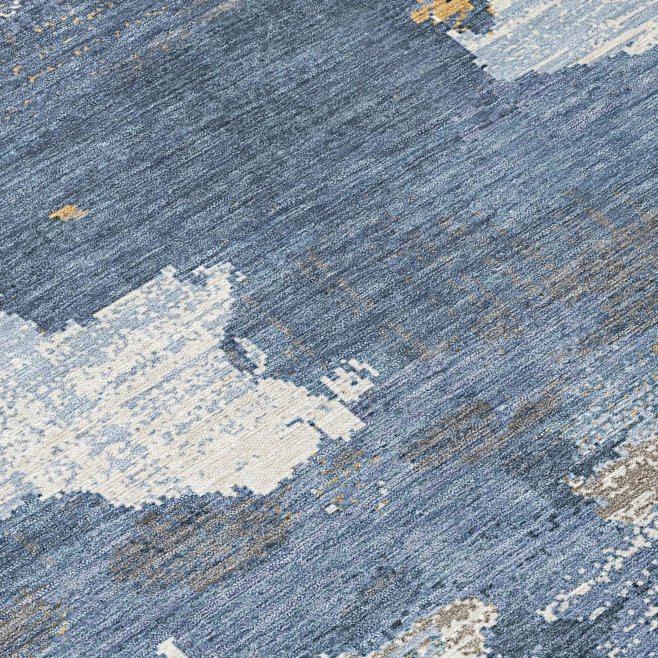 9' X 12' Denim Blue And Sky Blue Abstract Washable Indoor Outdoor Area Rug Homeroots Outdoor