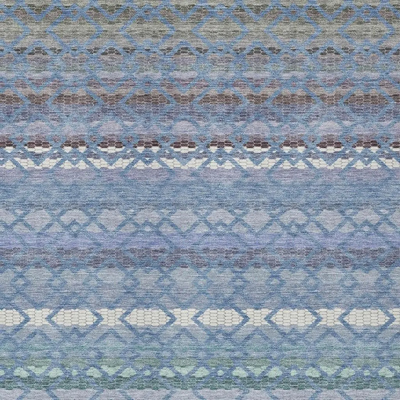 9' X 12' Denim Blue And Sky Blue Striped Washable Indoor Outdoor Area Rug Homeroots Outdoor