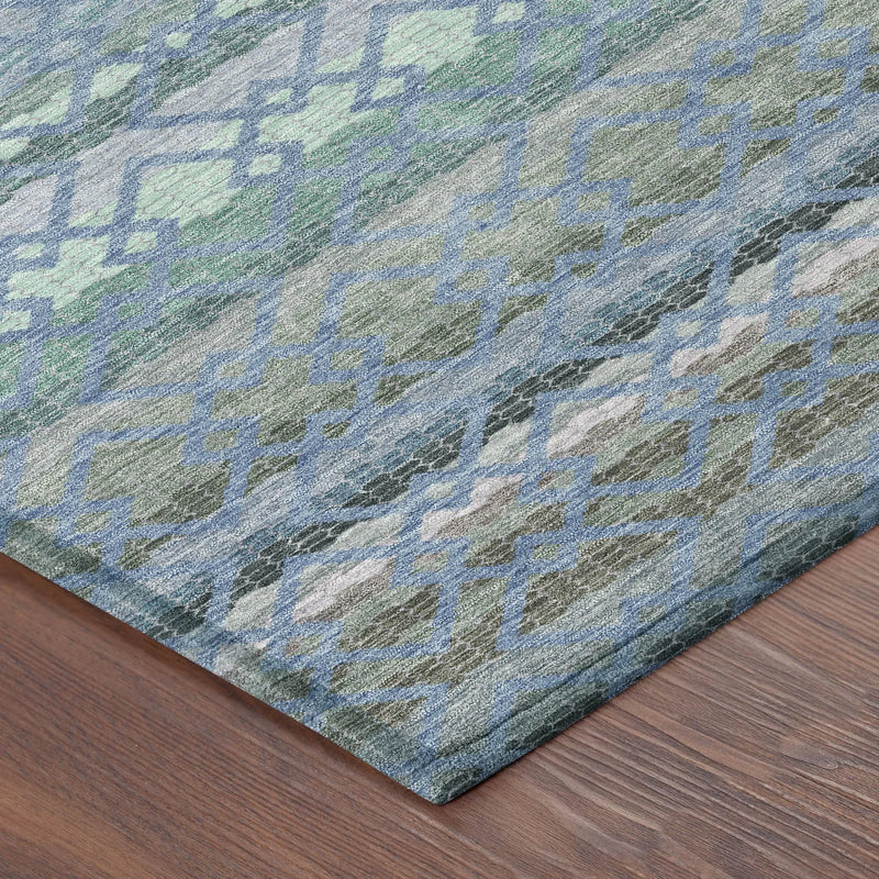9' X 12' Denim Blue And Sky Blue Striped Washable Indoor Outdoor Area Rug Homeroots Outdoor