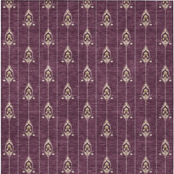9' X 12' Eggplant And Graphite Geometric Washable Indoor Outdoor Area Rug Homeroots Outdoor