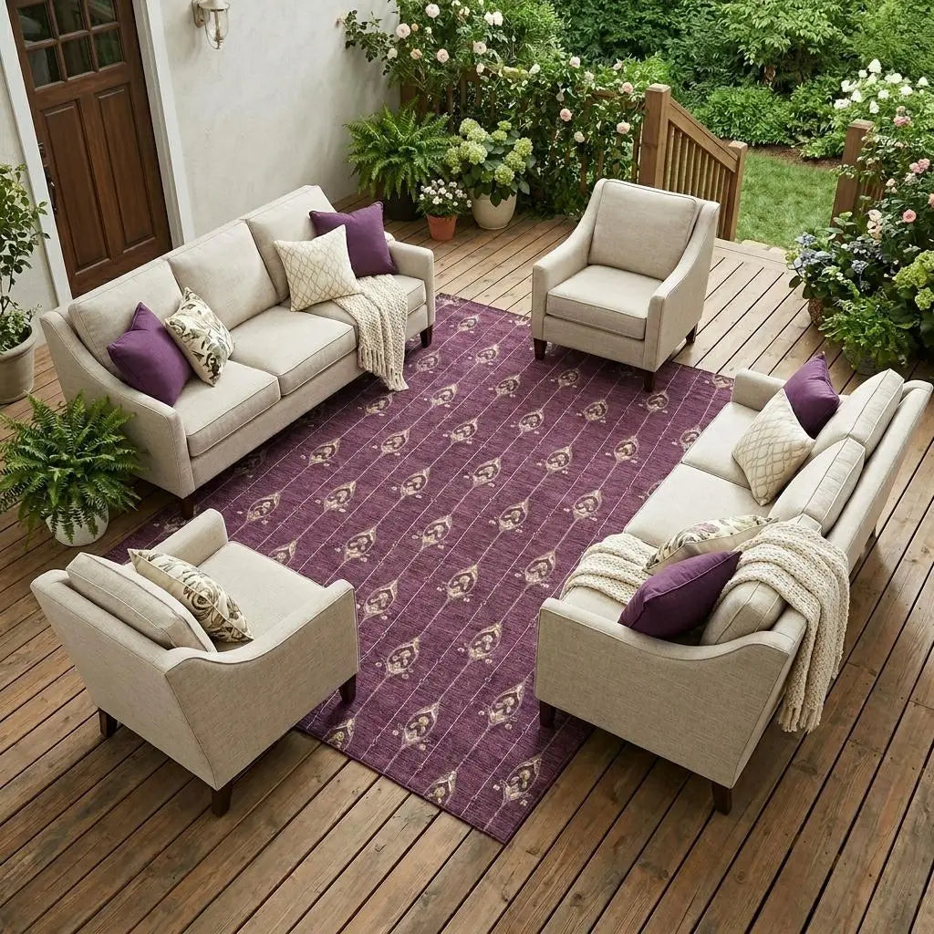 9' X 12' Eggplant And Graphite Geometric Washable Indoor Outdoor Area Rug Homeroots Outdoor