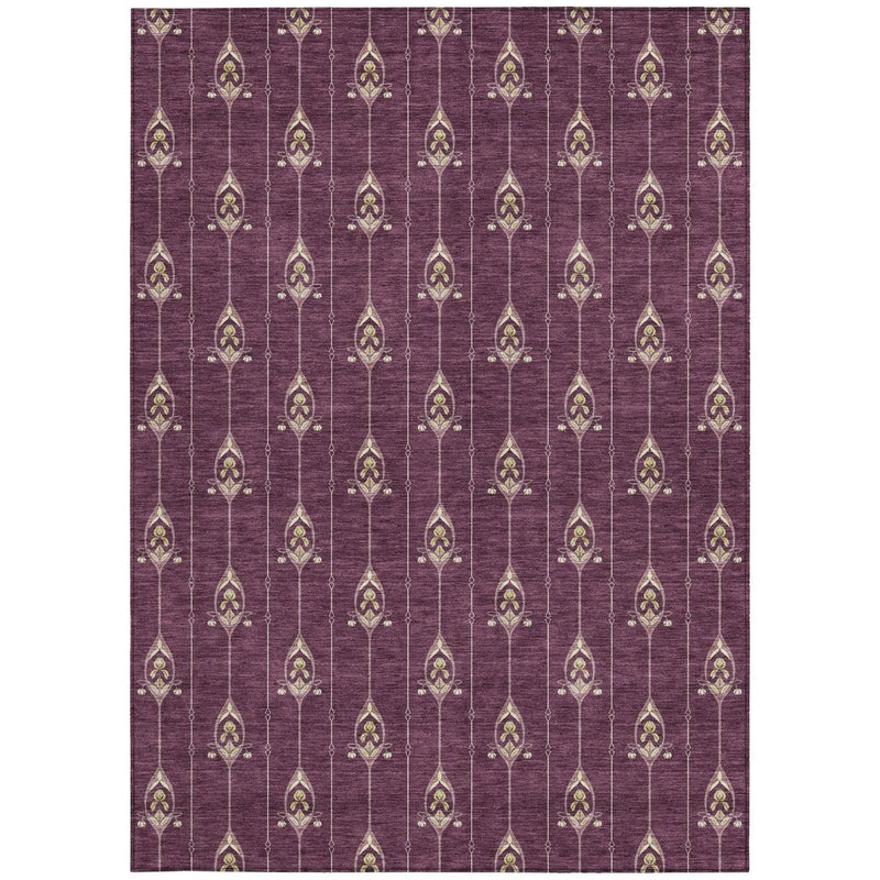 9' X 12' Eggplant And Graphite Geometric Washable Indoor Outdoor Area Rug Homeroots Outdoor