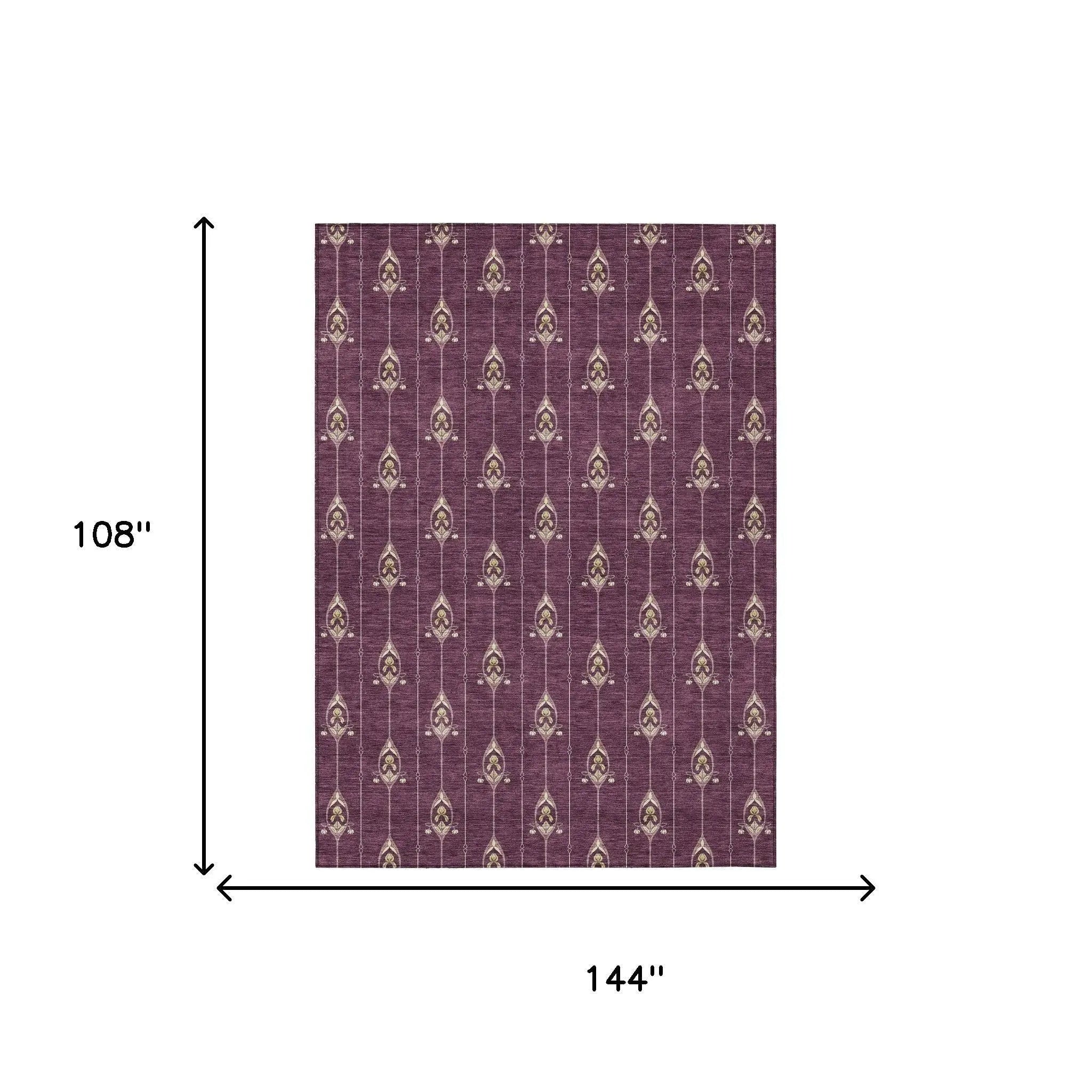 9' X 12' Eggplant And Graphite Geometric Washable Indoor Outdoor Area Rug Homeroots Outdoor